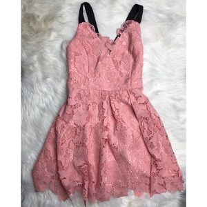 💕Blush pink Lace Cross back Flare dress